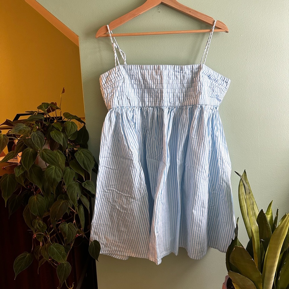 Blue and White Striped Dress